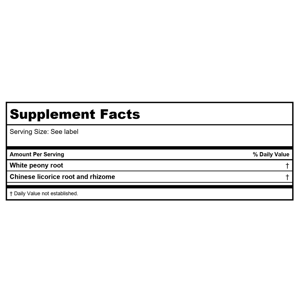 Kan Herb Traditionals Peony and Licorice Formula 120 Tablets - Supplement Facts panel