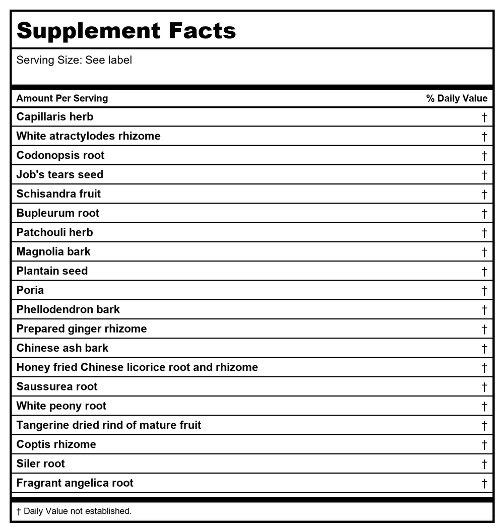 Kan Herb Traditionals Irritease 120 Tablets - Supplement Facts panel
