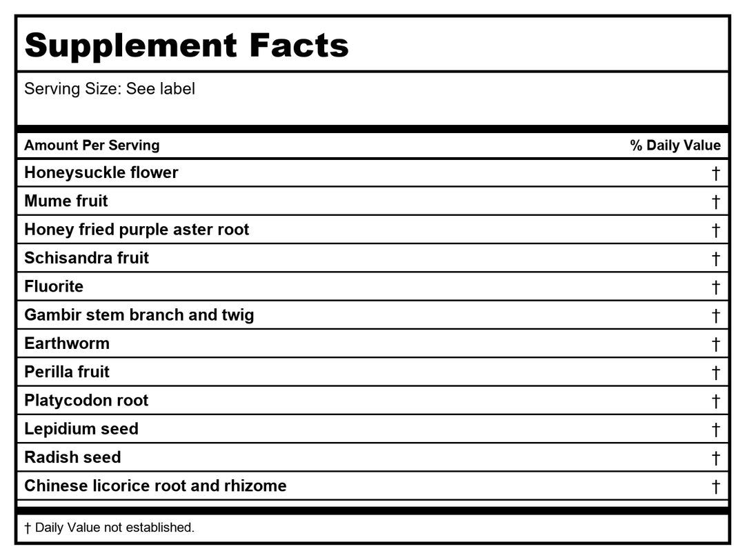 Kan Herb Gentle Warriors Pipe Cleaner 4 Ounce - Supplement Facts panel