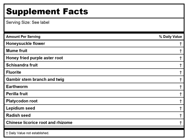 Kan Herb Gentle Warriors Pipe Cleaner 4 Ounce - Supplement Facts panel