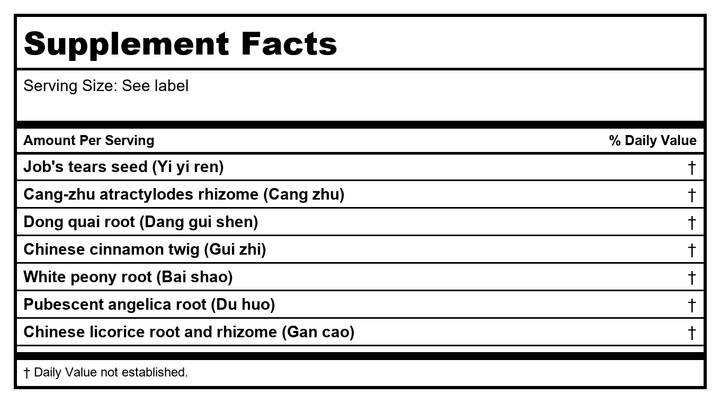 Kan Herb Essentials Free The Sinews 300 Tablets - Supplement Facts panel
