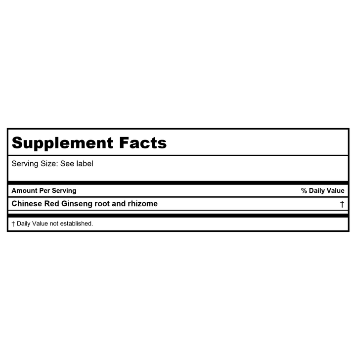 Kan Herb Singles Chinese Red Ginseng root 1 oz - Supplement Facts panel