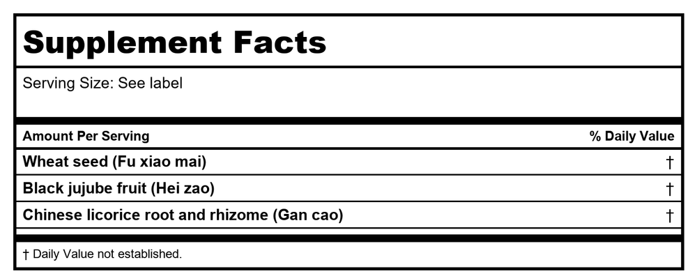 Kan Herb Traditionals Rescue Formula 1 Ounce - Supplement Facts panel