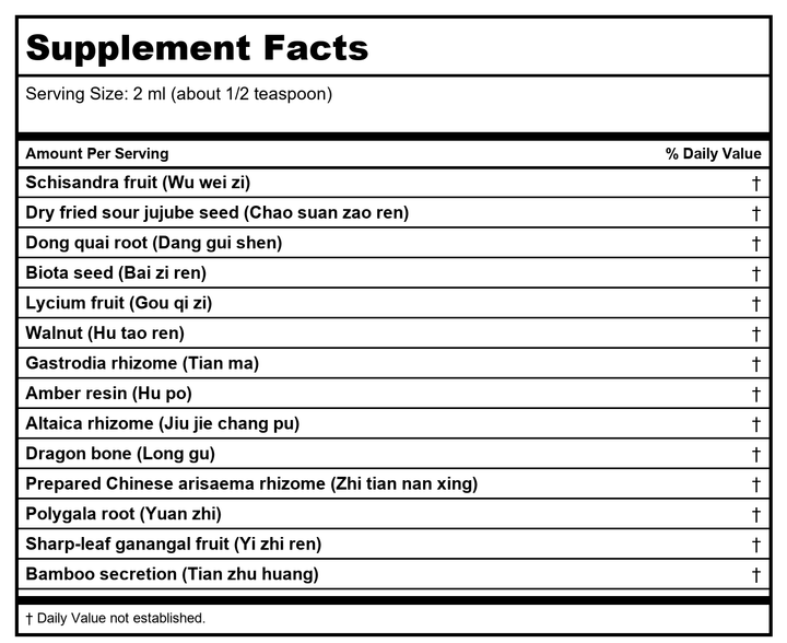 Kan Herb Traditionals Clear Mind 8 Ounce - Supplement Facts panel