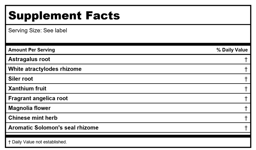 Kan Herb Traditionals Fragrant Jade 1 Ounce - Supplement Facts panel