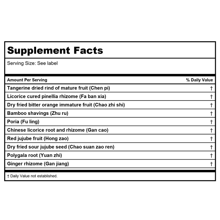 Kan Herb Traditionals Peaceful Shen 2 Ounce - Supplement Facts panel
