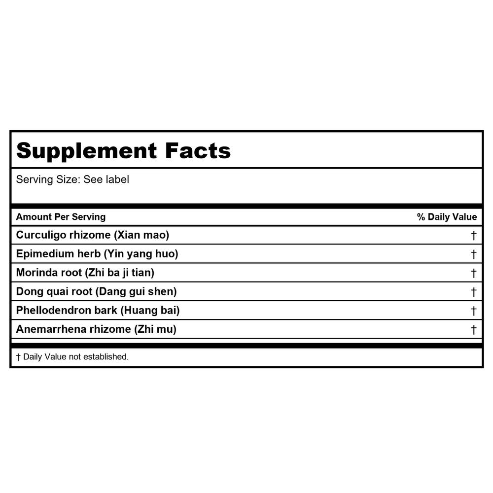 Kan Herb Traditionals Two Immortals 8 Ounce - Supplement Facts panel