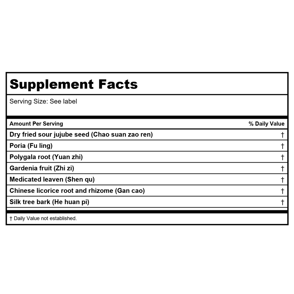 Kan Herb Traditionals Peaceful Sleep 60 Tablets - Supplement Facts panel