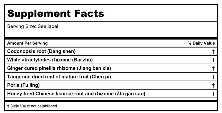 Kan Herb Traditionals Six Gentlemen 2 Ounce - Supplement Facts panel