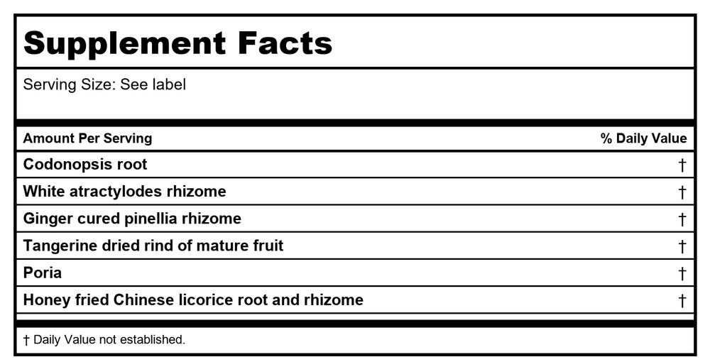 Kan Herb Traditionals Six Gentlemen 1 Ounce - Supplement Facts panel