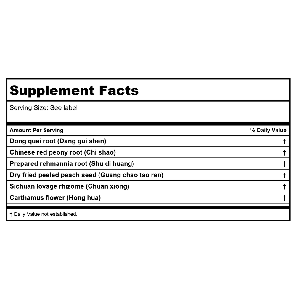 Kan Herb Traditionals Augmented Four Substances 60 Tablets - Supplement Facts panel