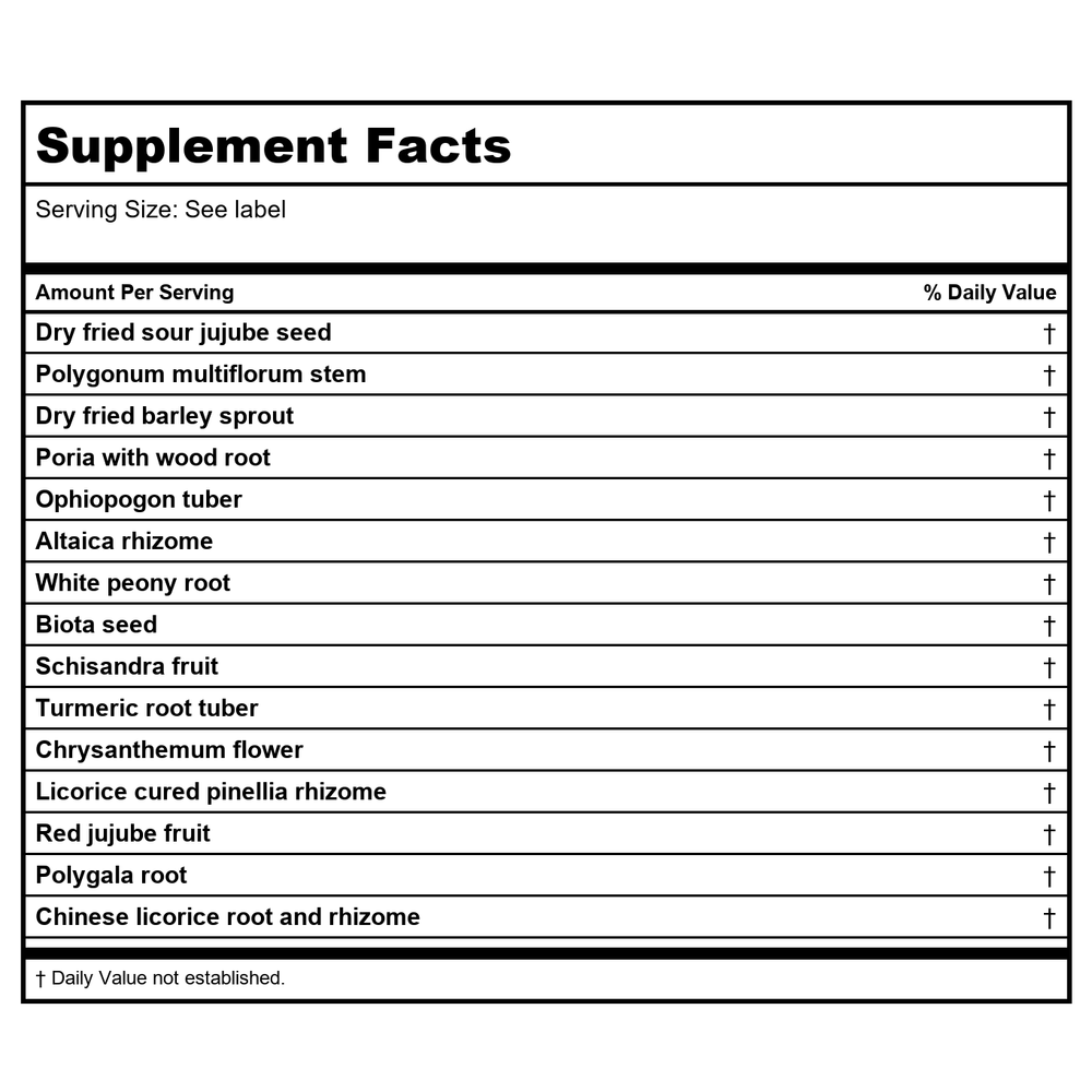 Kan Herb Traditionals Rescue The Spirit 8 Ounce - Supplement Facts panel