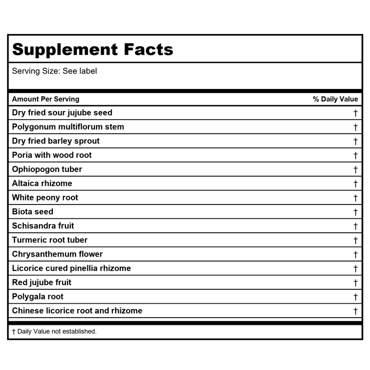 Kan Herb Traditionals Rescue The Spirit 8 Ounce - Supplement Facts panel
