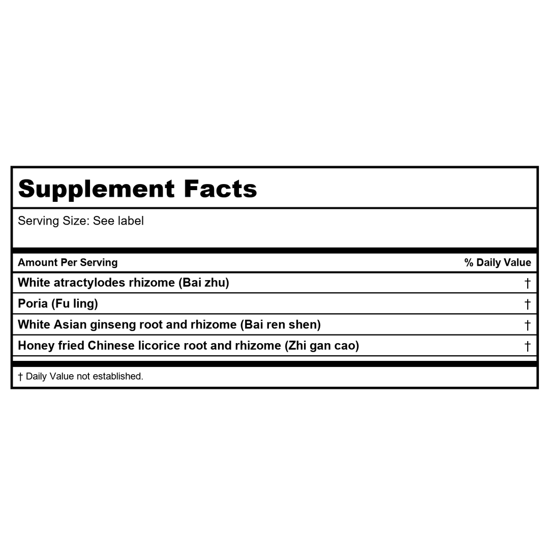 Kan Herb Traditionals Four Gentlemen 2 Ounce - Supplement Facts panel