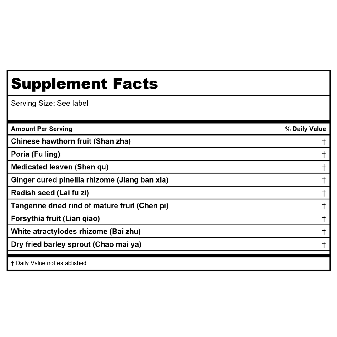 Kan Herb Traditionals Digestive Harmony Formula 8 Ounce - Supplement Facts panel