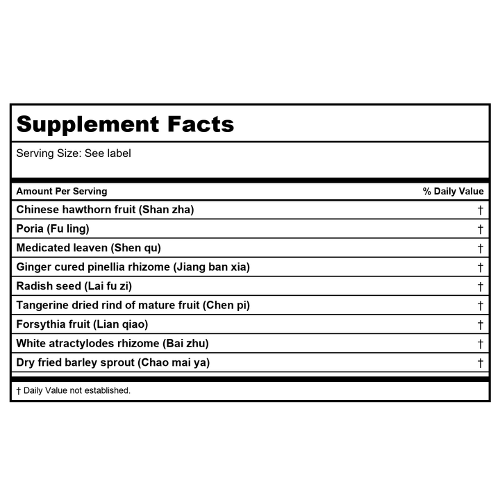 Kan Herb Traditionals Digestive Harmony Formula 8 Ounce - Supplement Facts panel