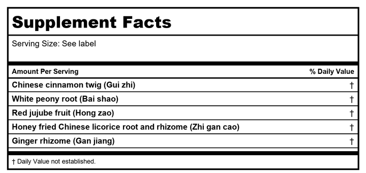 Kan Herb Traditionals Cinnamon Twig Decoction 120 Tablets - Supplement Facts panel