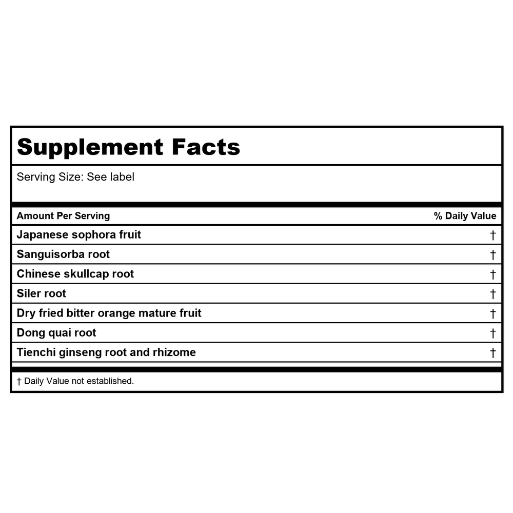 Kan Herb Traditionals Sophora Support 8 Ounce - Supplement Facts panel