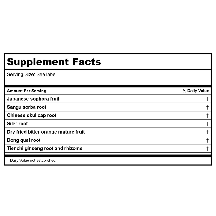 Kan Herb Traditionals Sophora Support 8 Ounce - Supplement Facts panel