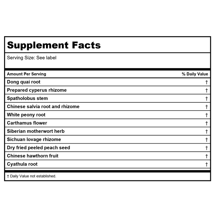 Kan Jade Woman Herbals Jade Moon Phase 1 Regulate 2 Ounce - Supplement Facts panel