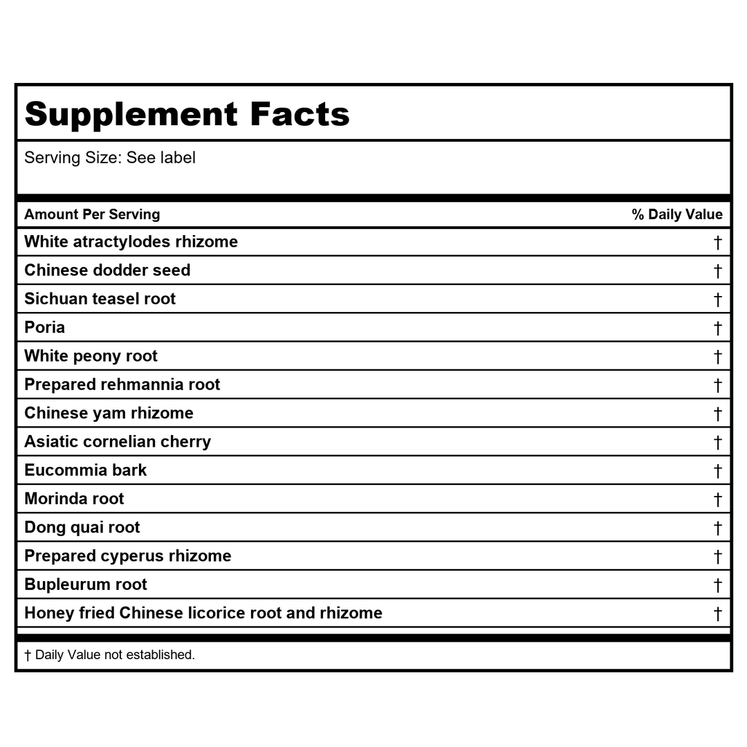 Kan Jade Woman Herbals Jade Moon Phase 4 - 8 Ounce - Supplement Facts panel