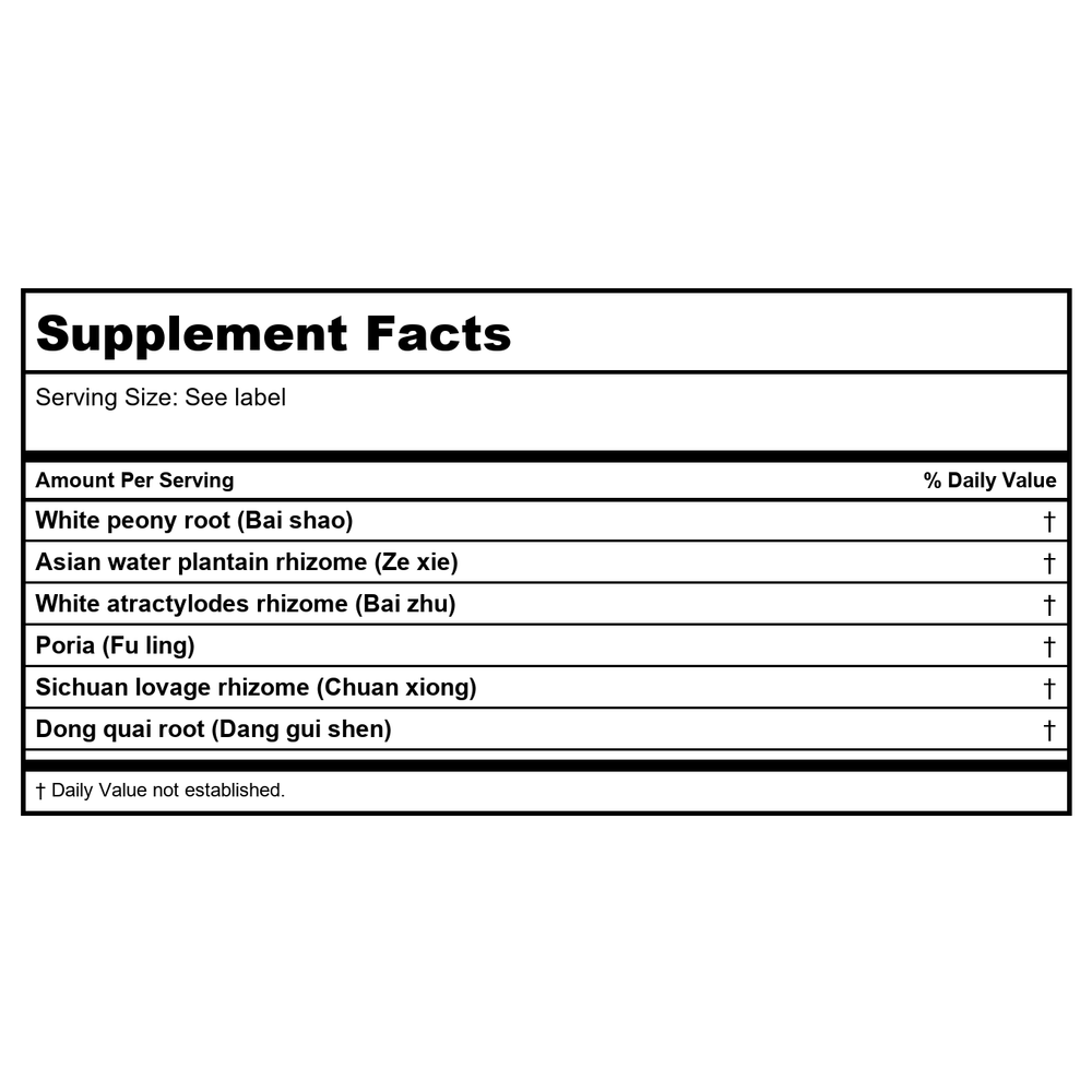 Kan Herb Essentials Dang GUI and Peony Support Formula 4 Ounce - Supplement Facts panel