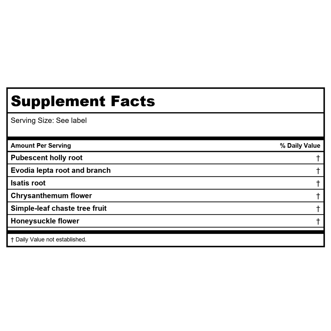 Kan Herb Traditionals Zhong Gan Ling 1 Ounce - Supplement Facts panel