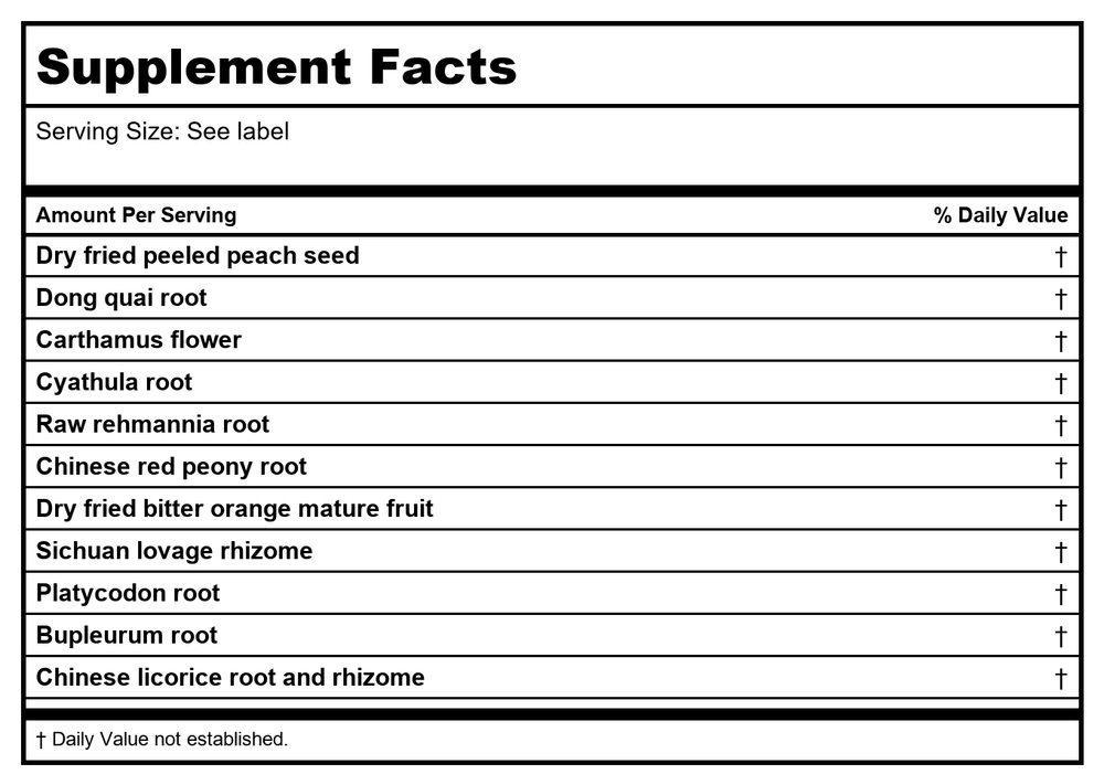 Kan Herb Essentials Blood's Palace 8 Fluid Ounce - Supplement Facts panel