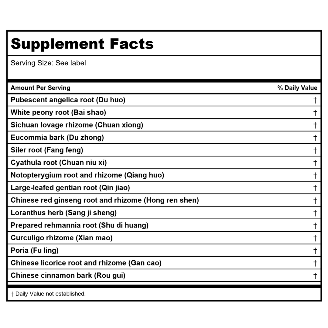 Kan Herb Essentials Spine Lithe 8 Ounce - Supplement Facts panel
