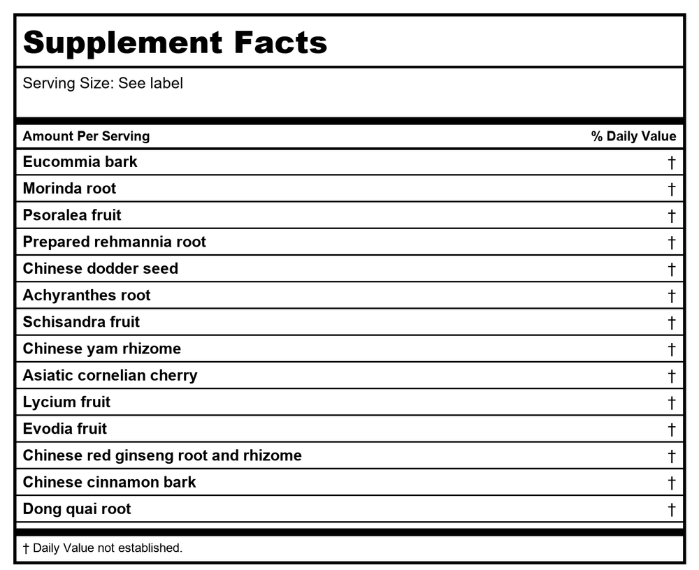 Kan Herbals Dynamic Warrior 2 Ounce - Supplement Facts panel