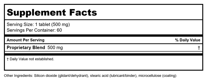 Kan Herb Essentials Sublime Joint Formula 60 Tablets - Supplement Facts panel