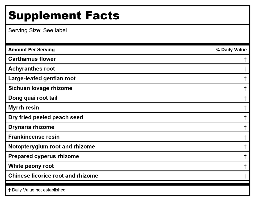 Kan Herbals Meridian Passage 120 Tablets - Supplement Facts panel