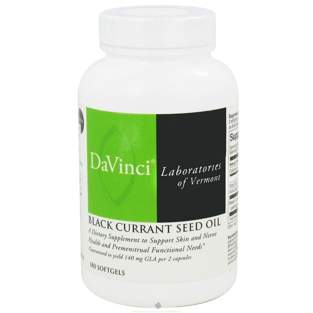 Davinci Labs - Black Currant Seed Oil 180 gels - Supplement Facts panel