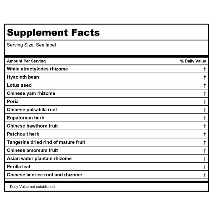 Kan Herb Gentle Warriors Belly Binder 8 Ounce - Supplement Facts panel