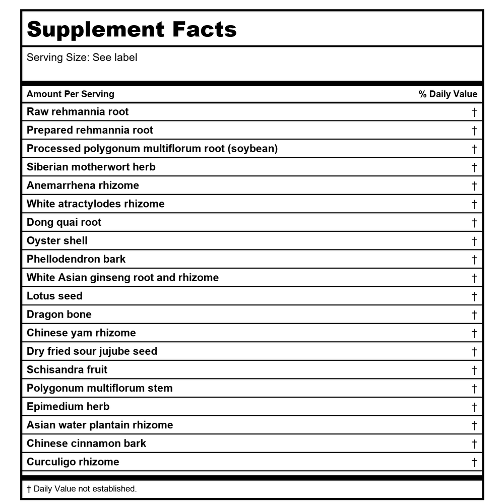 Kan Herb Sage Solutions Wise Woman's Well 8 Ounce - Supplement Facts panel