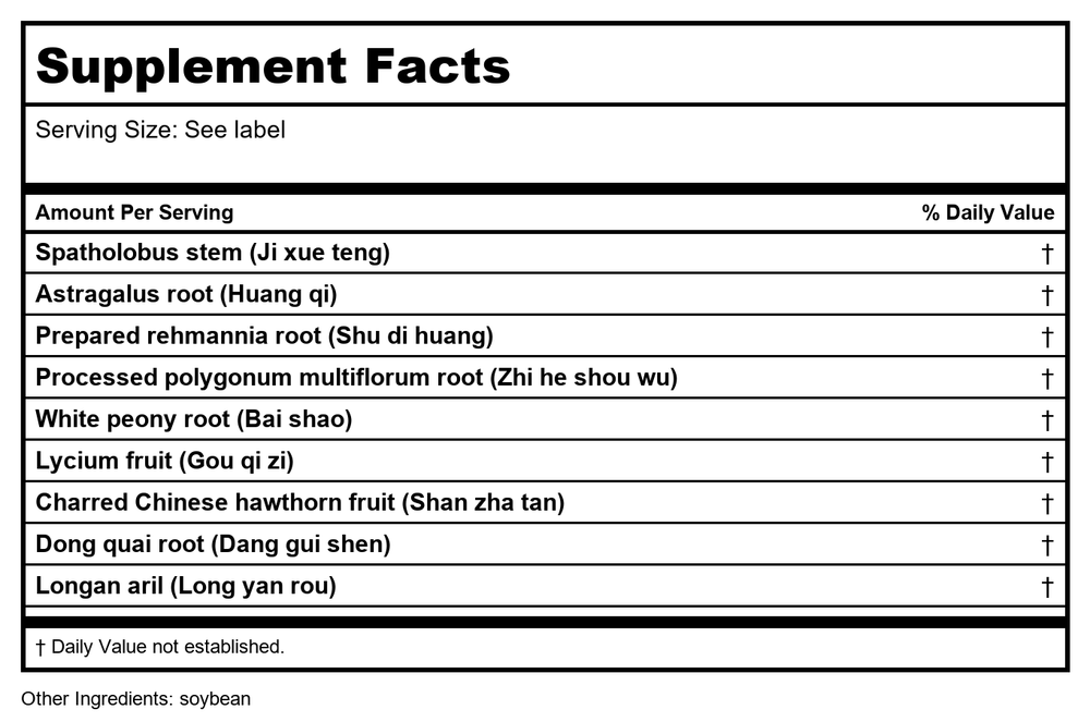 Kan Herb Chinese Modular Solutions Tonify Red River 8 Ounce - Supplement Facts panel