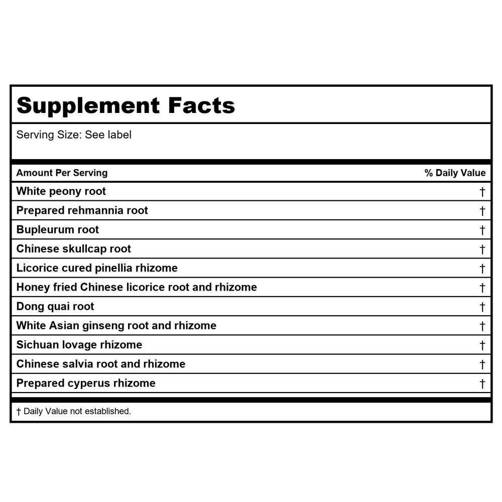 Kan Herb Alembic Herbals Bupleurum and Pueraria Decoction 4 Ounce - Supplement Facts panel
