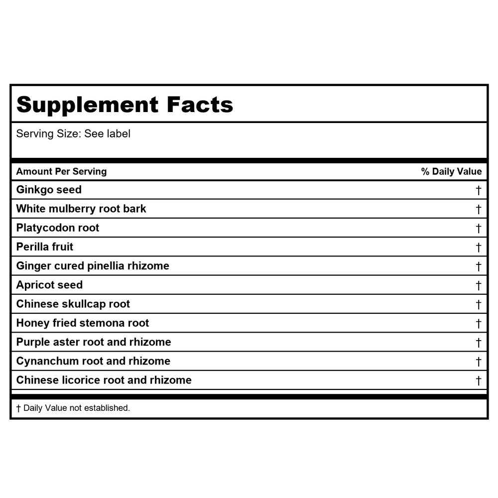 Kan Herb Traditionals BreathEase 8 Ounce - Supplement Facts panel