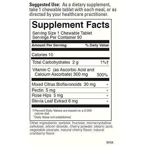 Davinci Labs - Chewable C-300 Cherry 90 tabs - Supplement Facts panel