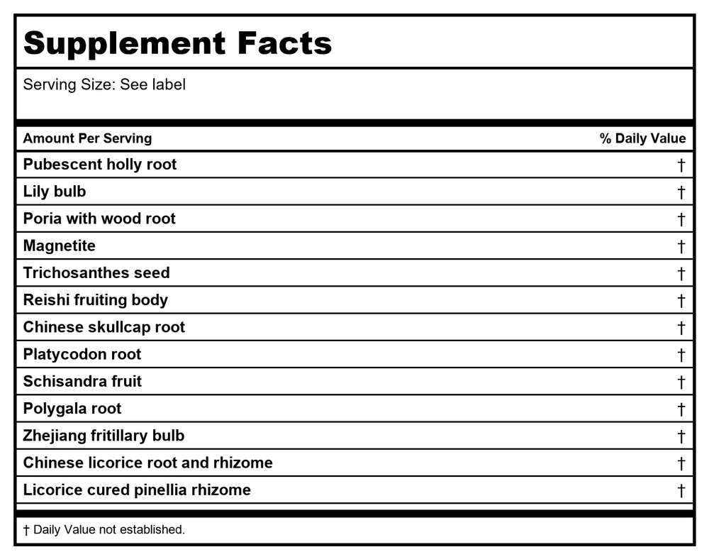 Kan Herb Chinese Modular Solutions Harmonize Fire & Metal 4 Ounce - Supplement Facts panel