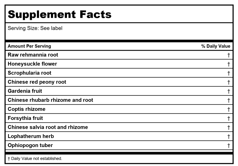 Kan Herb Essentials Cool The Blood 60 Tablets - Supplement Facts panel