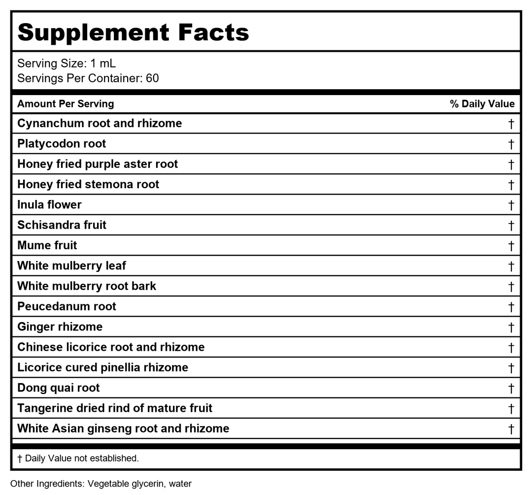 Kan Herb Gentle Warriors Deep Breath 2 Ounce - Supplement Facts panel
