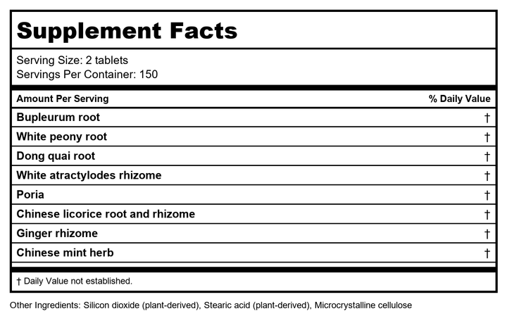 Kan Herb Traditionals Free And Easy Wanderer 300 Tablets - Supplement Facts panel