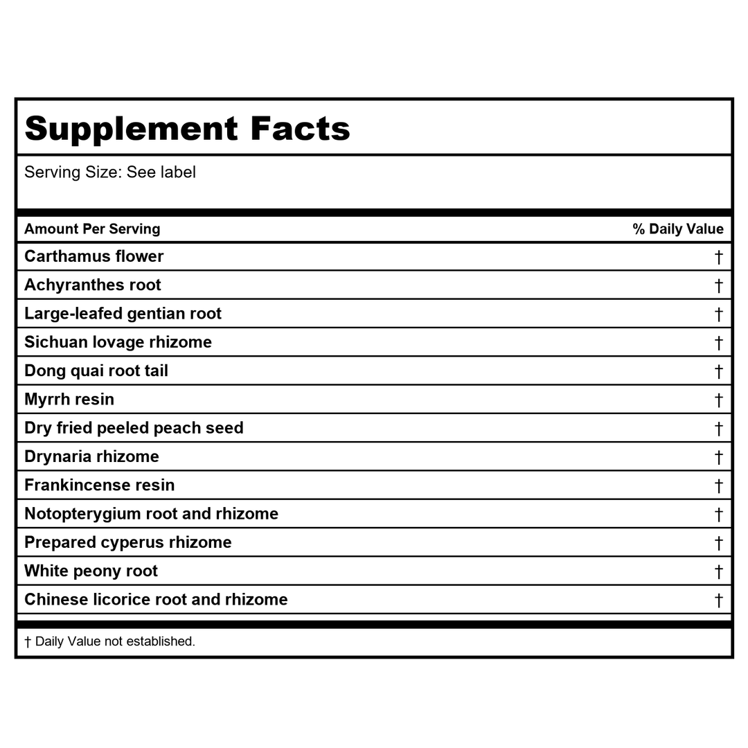 Kan Herbals Meridian Passage 60 Tablets - Supplement Facts panel