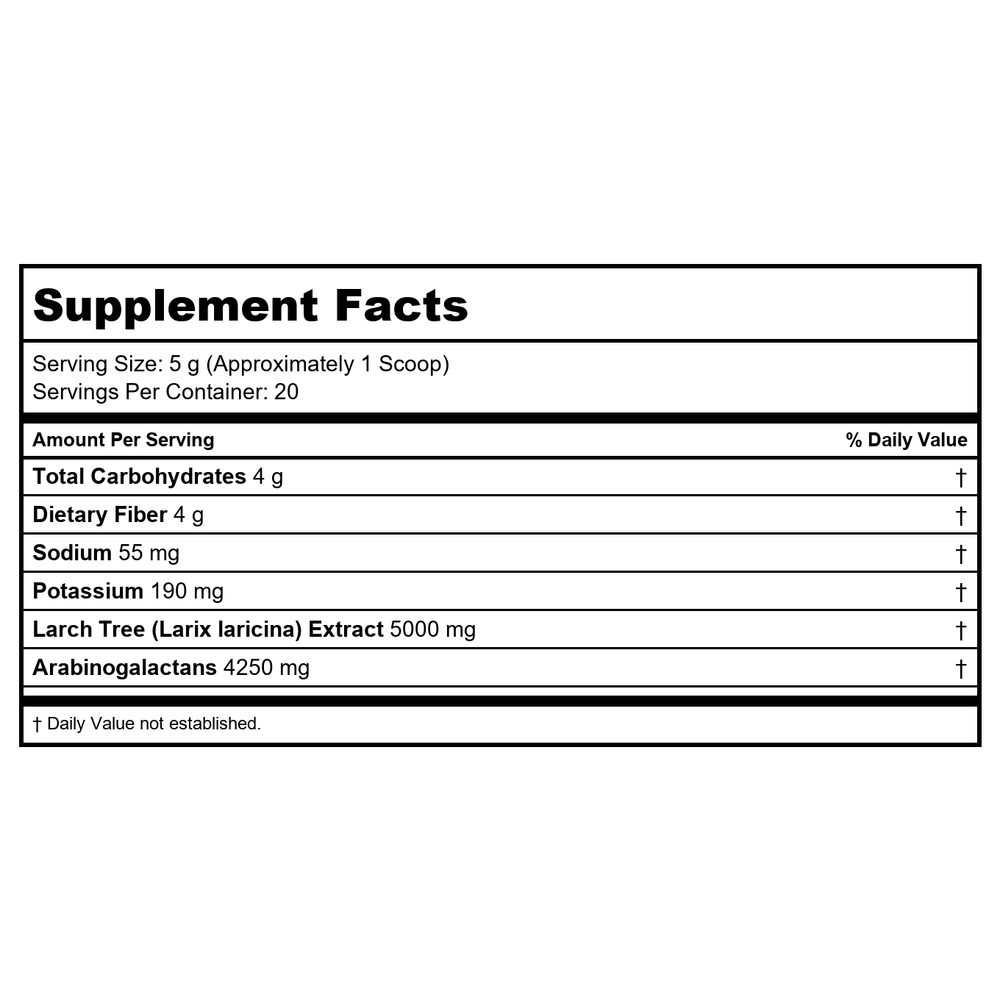 Davinci Labs - Arabinogalactan Powder 100 GMS by silp-art - Supplement Facts panel