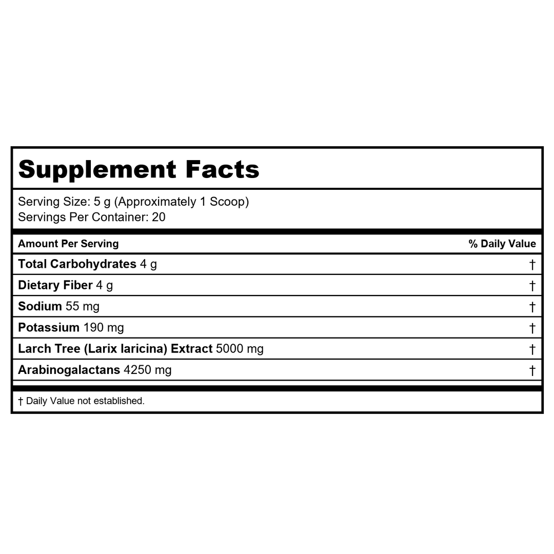 Davinci Labs - Arabinogalactan Powder 100 GMS by silp-art - Supplement Facts panel