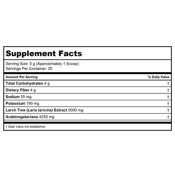 Davinci Labs - Arabinogalactan Powder 100 GMS by silp-art - Supplement Facts panel