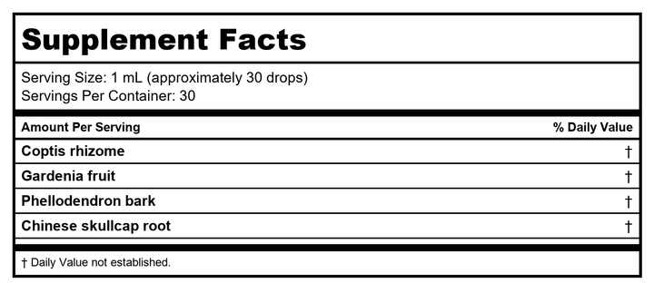 Kan Herb Traditionals Coptidetox 1 Ounce - Supplement Facts panel