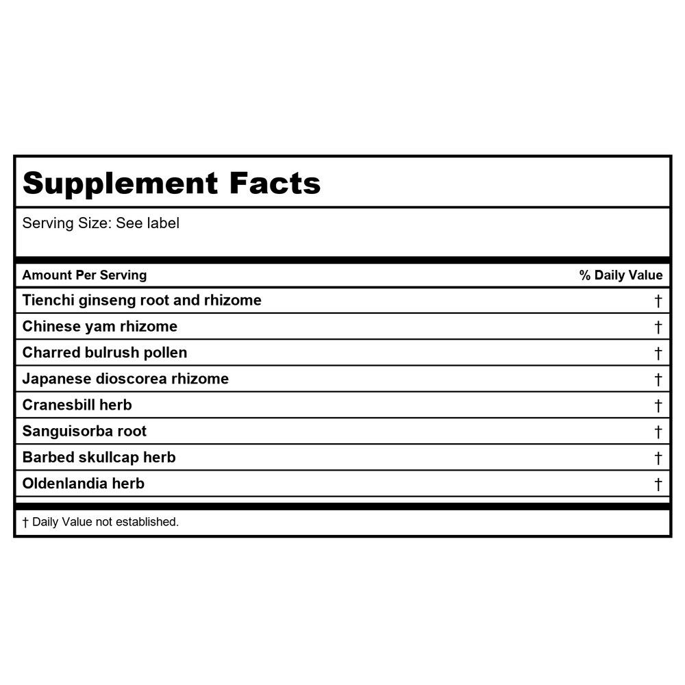 Kan Herb Traditionals Traumease 8 Ounce - Supplement Facts panel