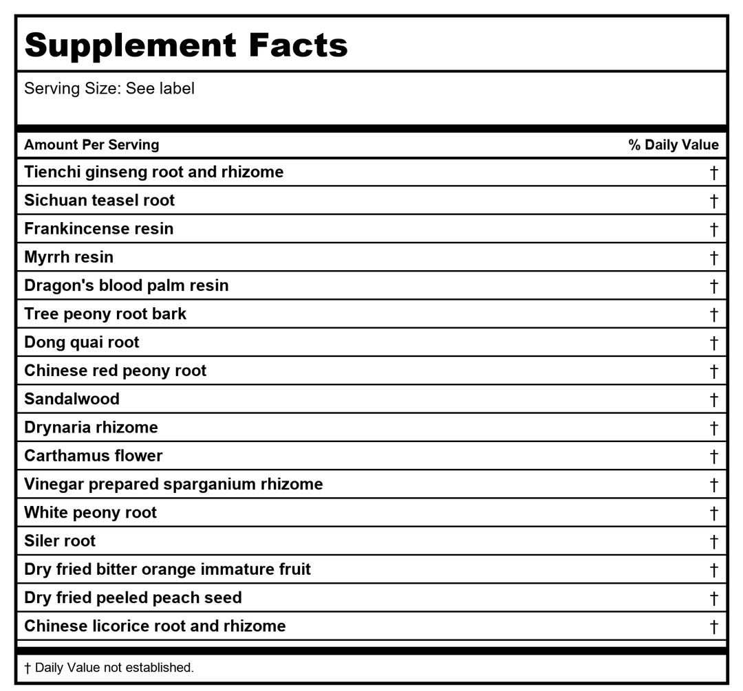 Kan Herb Traditionals Great Mender Formula 60 Tablets - Supplement Facts panel